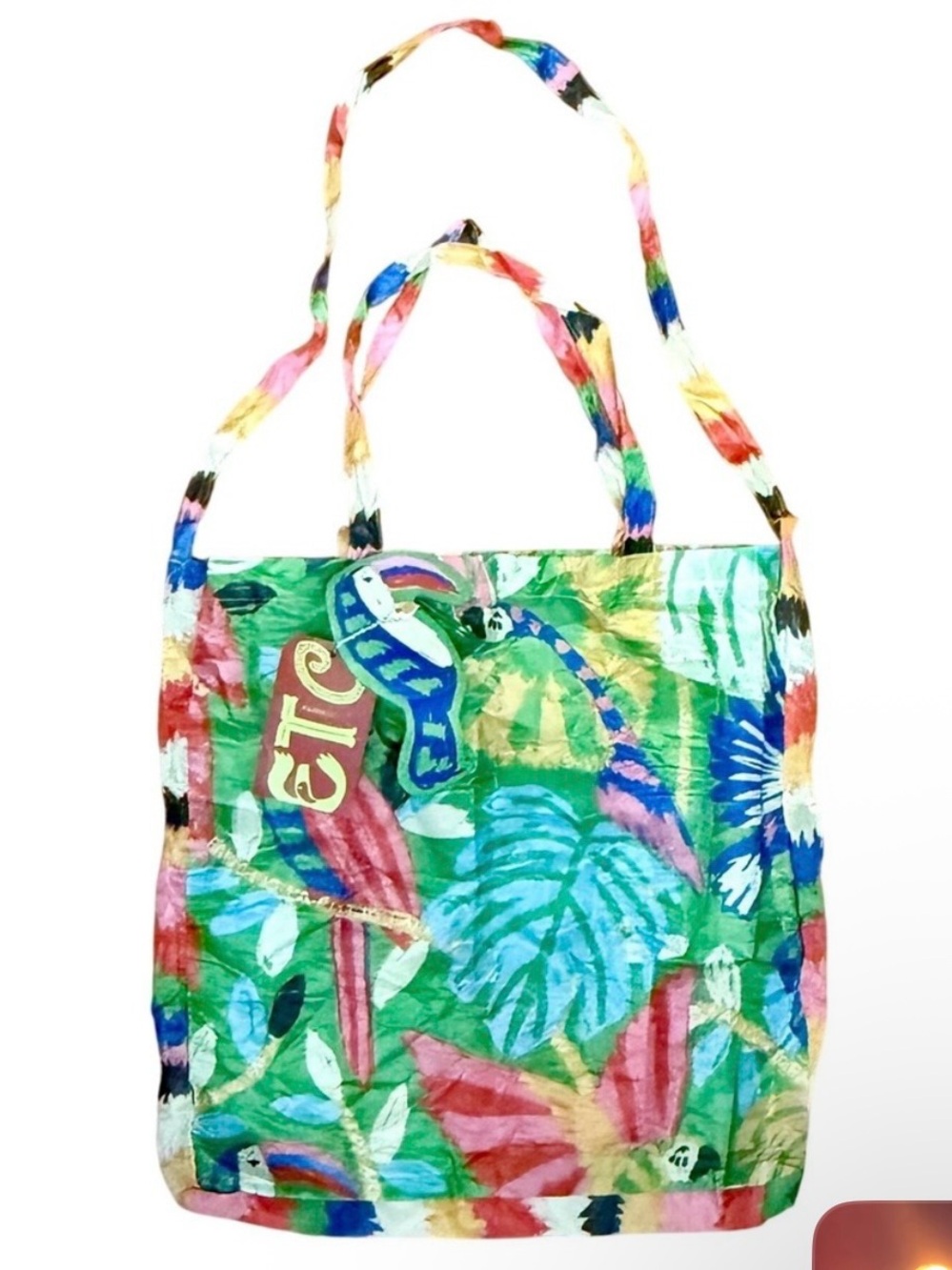 FARM Rio Foldable Tropical Tote Bag Toucan Bird Keychain Reusable Eco Friendly